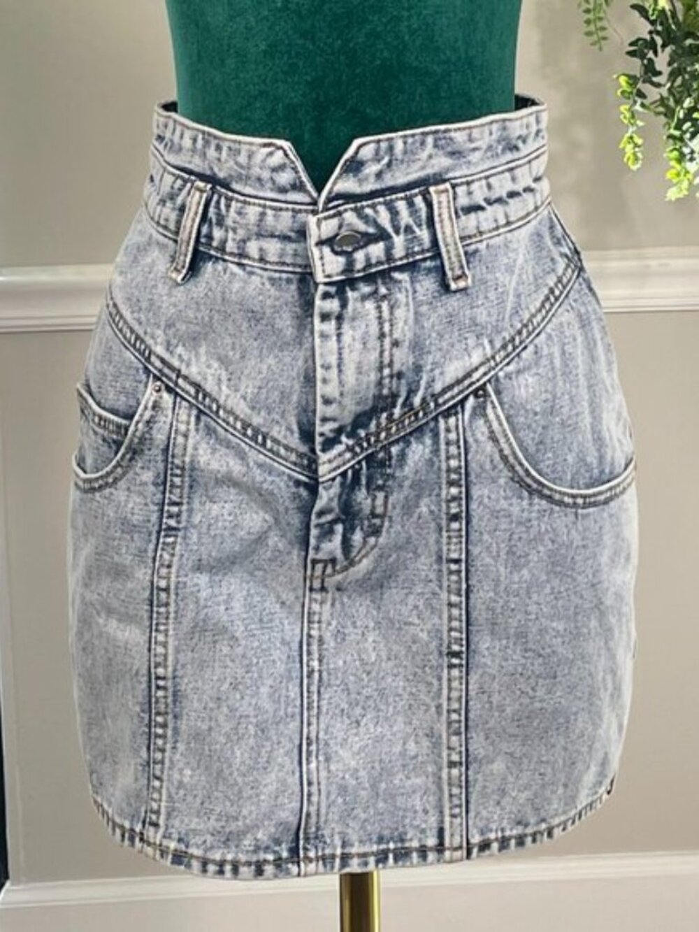 Aqua | Acid Wash Yoke Detail Denim Skirt